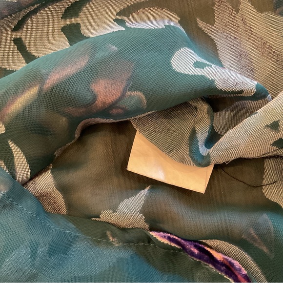 PATBO Colorful Floral Burnout Velvet Sheer Long Sleeve Ruffle Blouse Size Small - Picture 9 of 12